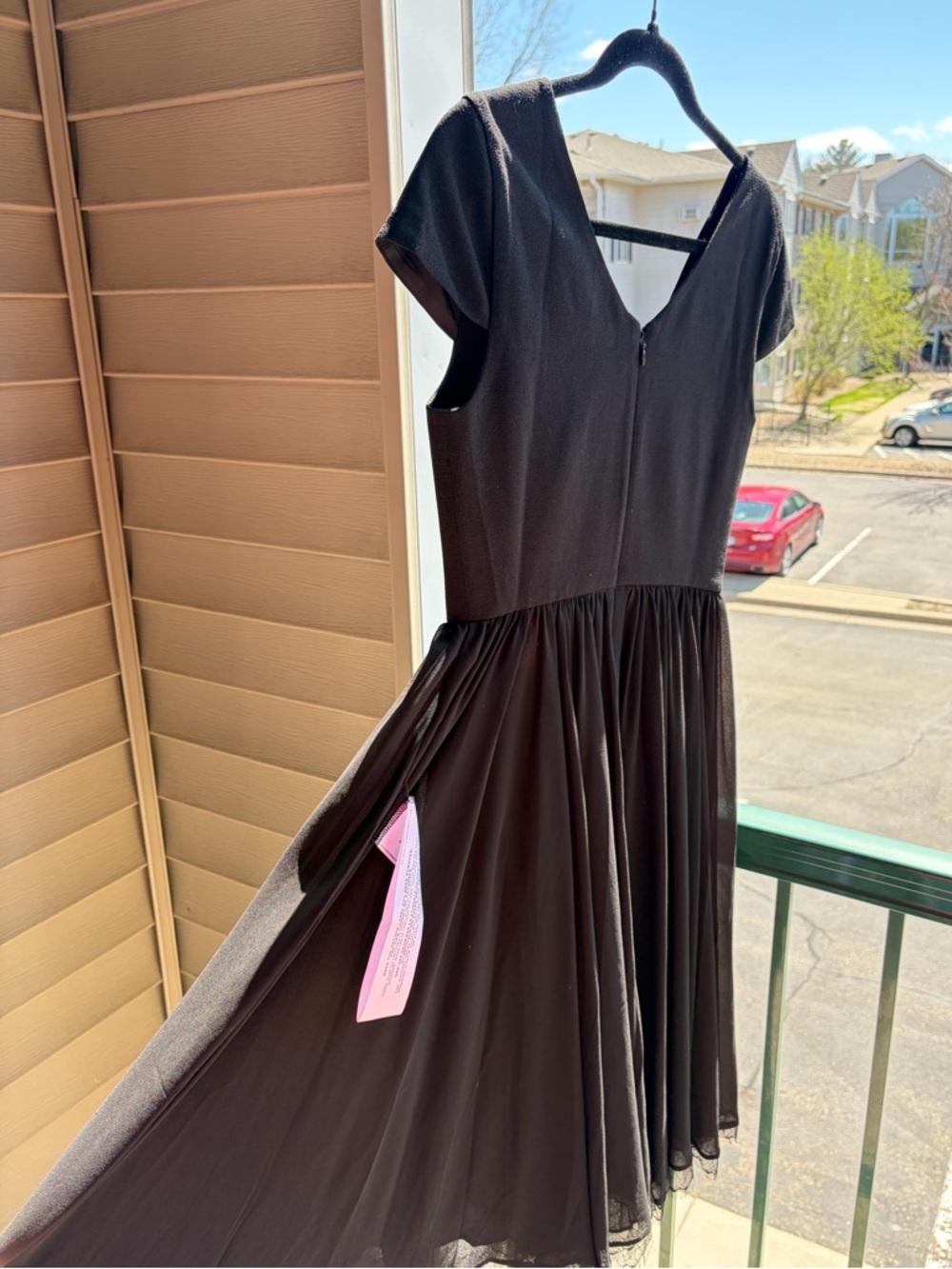 🆕🖤Dress The Population Black Fit & Flare Dress Lace Hem Cocktail Dress Size S - Picture 7 of 15